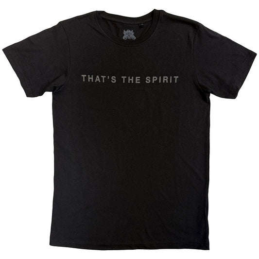 Black t-shirt with white text reading "THAT'S THE SPIRIT" on the front.