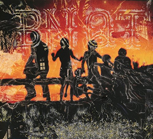 CD cover art: Silhouettes of people against a fiery, textured orange background.