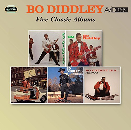 CD cover for Bo Diddley’s “Five Classic Albums” featuring album art collage.
