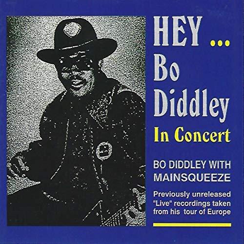 CD cover featuring Bo Diddley in a hat, with blue text.