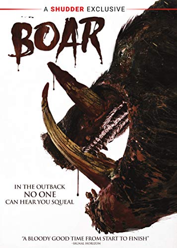 DVD cover for horror film "Boar" featuring a wild boar’s tusks.
