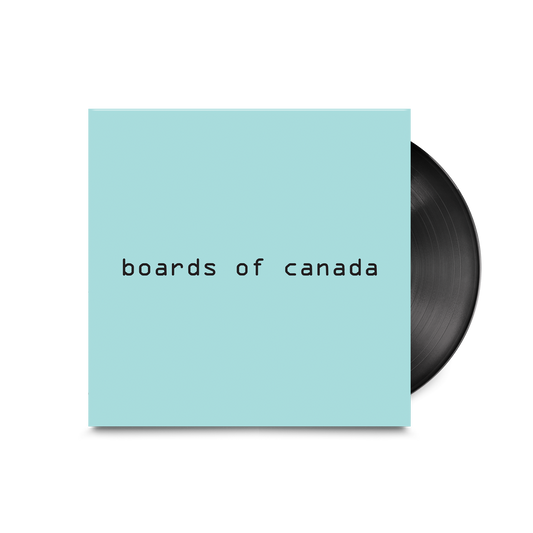 Light blue album cover with black text and a black vinyl record.