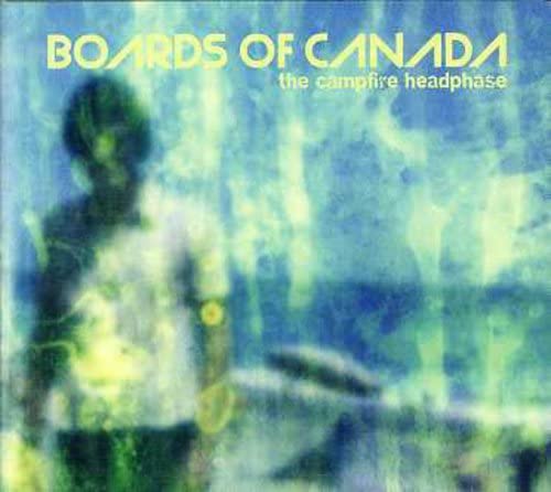 Album cover with a blurry figure against a blue and green abstract background.