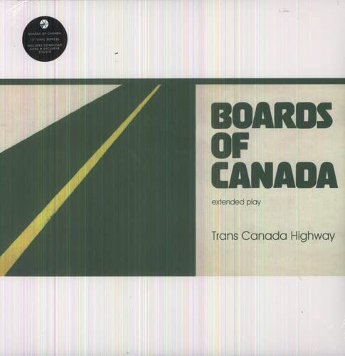 Vinyl cover with green geometric road design and Boards of Canada text.