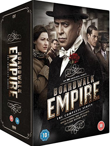 Boardwalk Empire The Complete Series DVD box set featuring the main cast members.