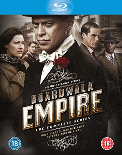 Boardwalk Empire" Blu-ray cover featuring Steve Buscemi and cast in 1920s attire.