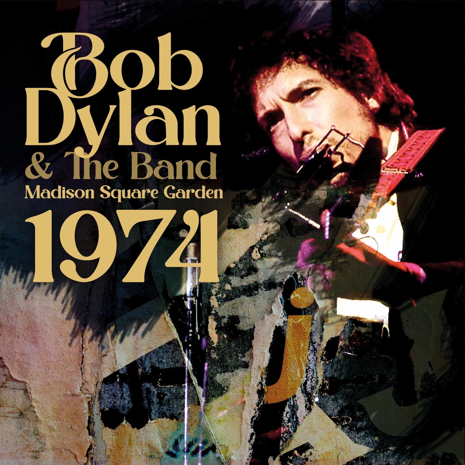Bob Dylan with The Band, 1974 concert album cover art.