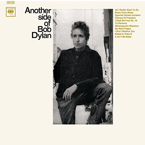 Bob Dylan album cover, black and white portrait, tracklist visible.