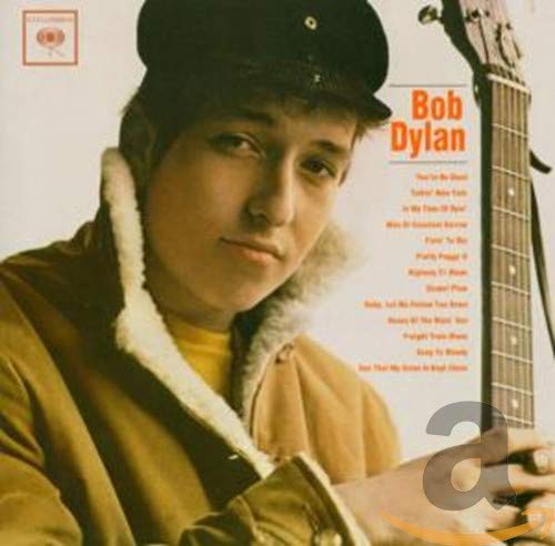 Bob Dylan album cover featuring a young Dylan with a guitar.