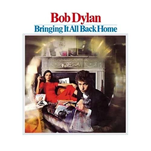 Album cover for Bob Dylan's Bringing It All Back Home featuring a man and woman.