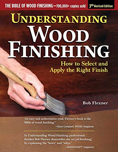 Book cover: "Understanding Wood Finishing" with hand applying finish to wood.
