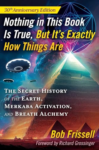 Book cover with a pyramid, UFOs, and a geometric symbol overhead.