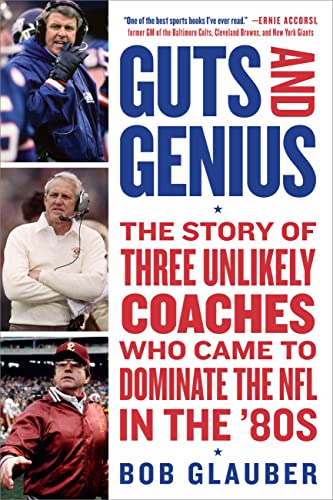 Book cover featuring three football coaches, titled "Guts and Genius.