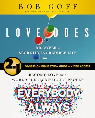 Book cover for “Love Does/Everybody Always” Bible study guide with balloons.