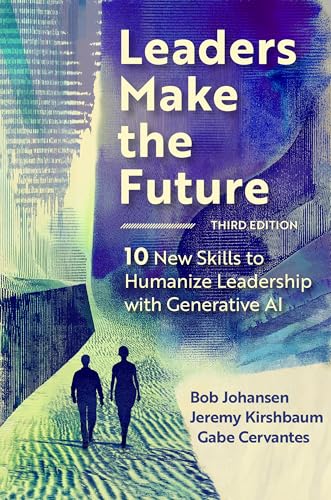 Book cover with title "Leaders Make the Future" and two figures walking.
