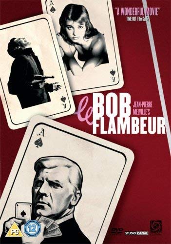 DVD cover for Bob Le Flambeur featuring characters illustrated on large playing cards.