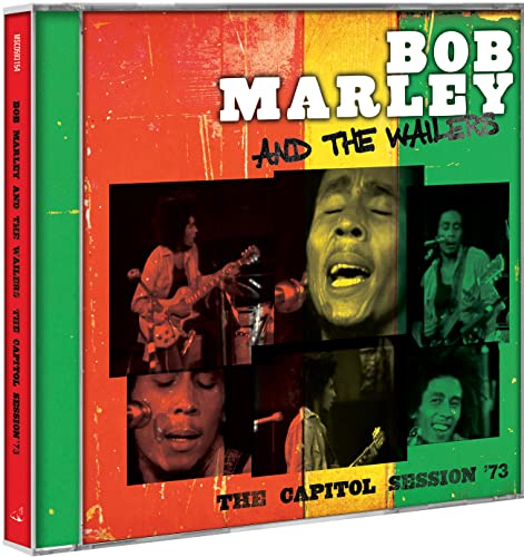CD case with Bob Marley and The Wailers, colorful background, and four black and white photos.