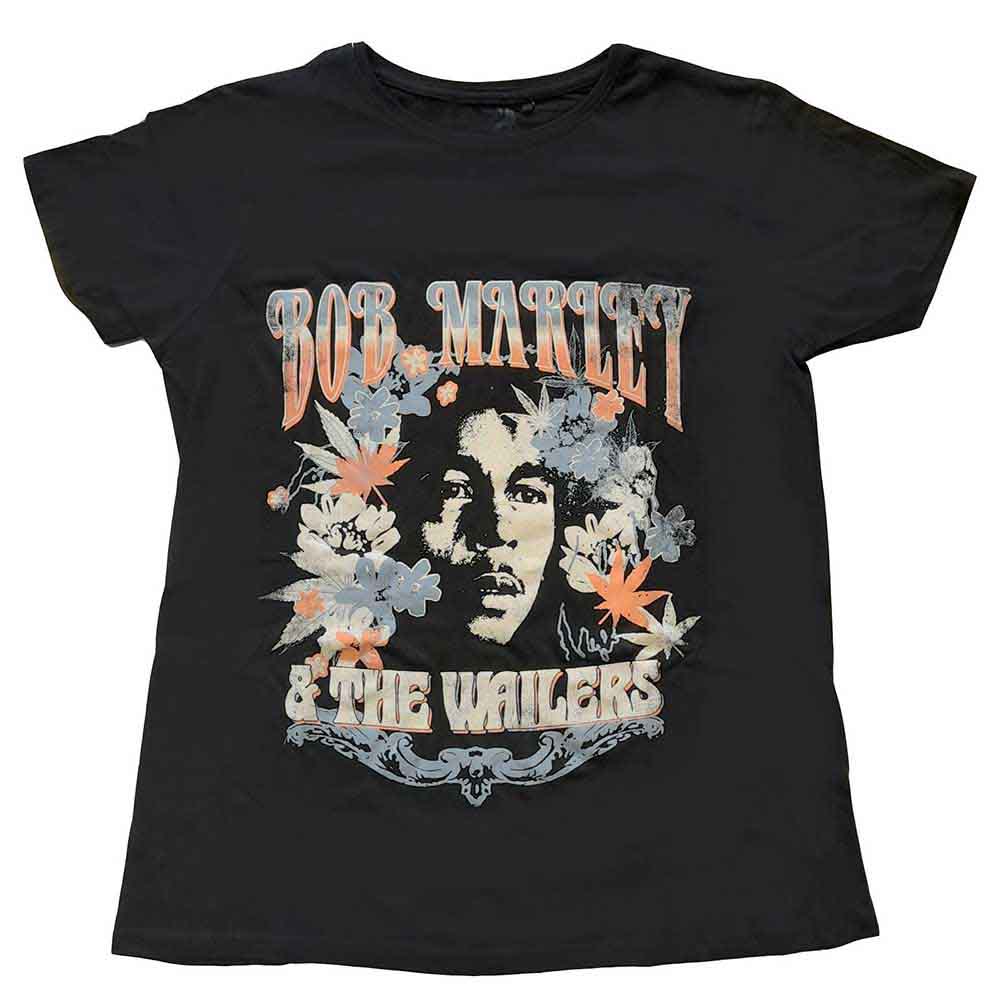 Ladies' t-shirt featuring Bob Marley and The Wailers imagery, likely a portrait.