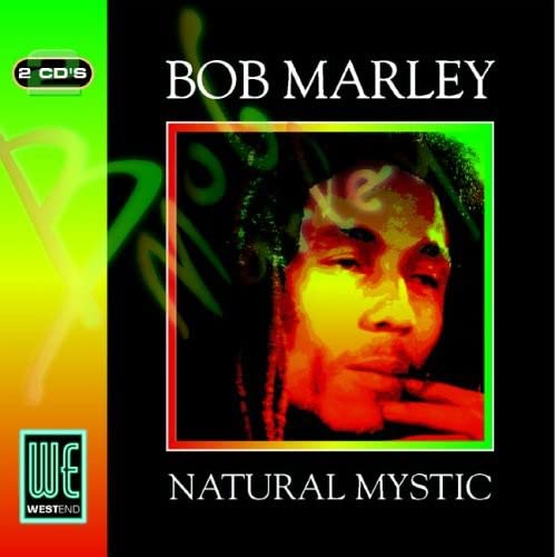 Bob Marley album cover, portrait with red, green, and yellow accents.