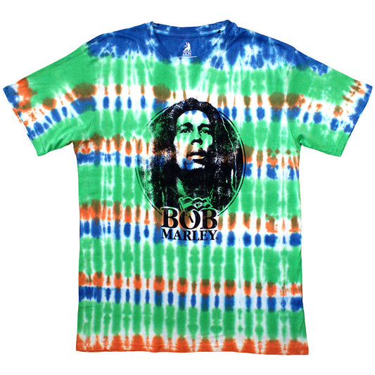 Black and white Bob Marley logo t-shirt, dip-dye effect, size X-Large.
