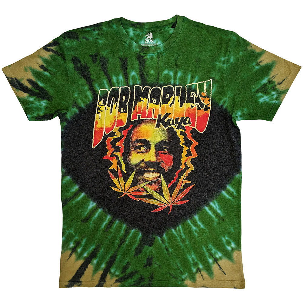 A grey unisex T-shirt featuring a graphic of Bob Marley with smoke effects.