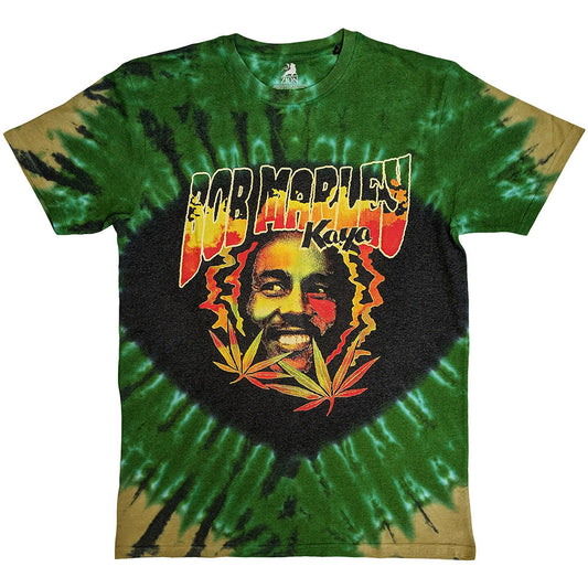 A grey unisex T-shirt featuring a graphic of Bob Marley with smoke effects.