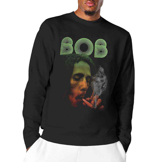 Long-sleeved t-shirt with a smoke gradient, featuring Bob Marley’s likeness.