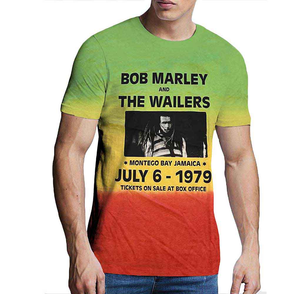 Tie-dye T-shirt featuring Bob Marley’s image, size X-Large.