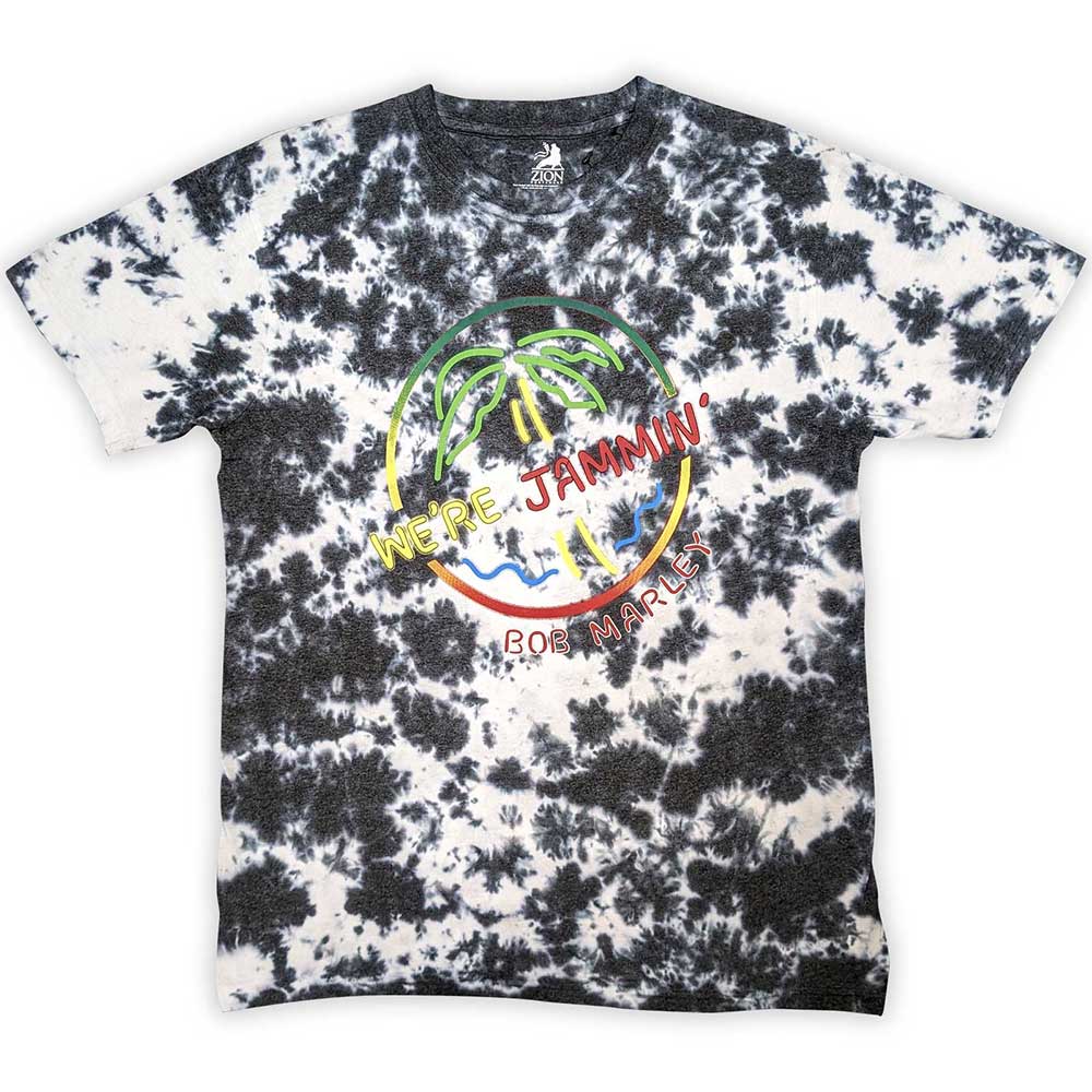 Medium, dip-dye t-shirt with a neon sign image of Bob Marley.