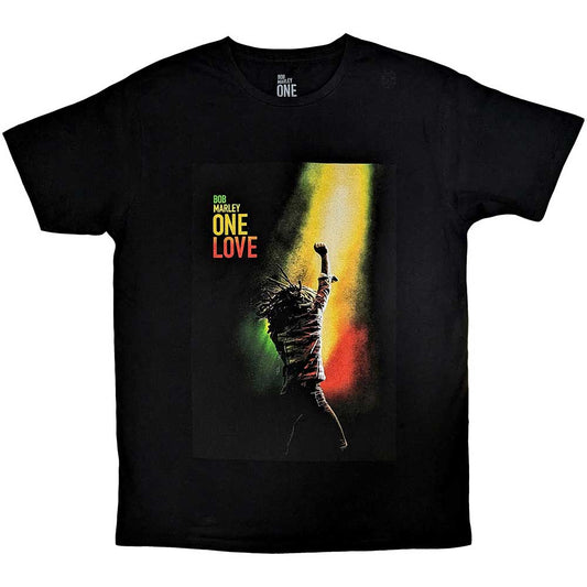 Small t-shirt featuring a poster image from the "One Love" Bob Marley biopic.
