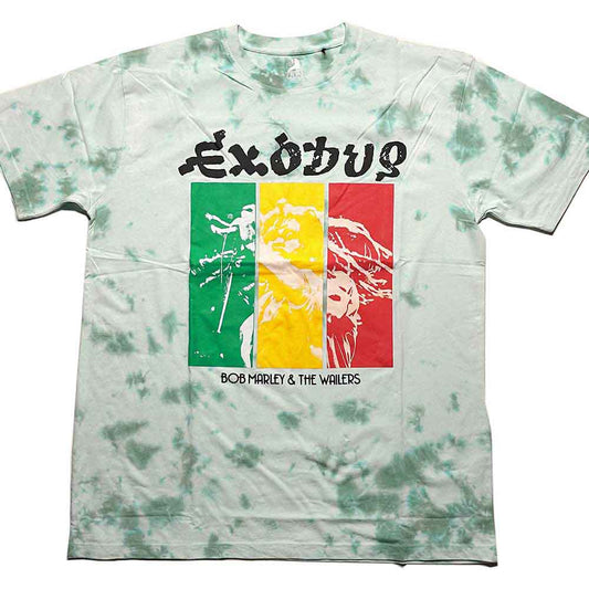 Large unisex t-shirt featuring Bob Marley and red, gold, and green Rasta colors.