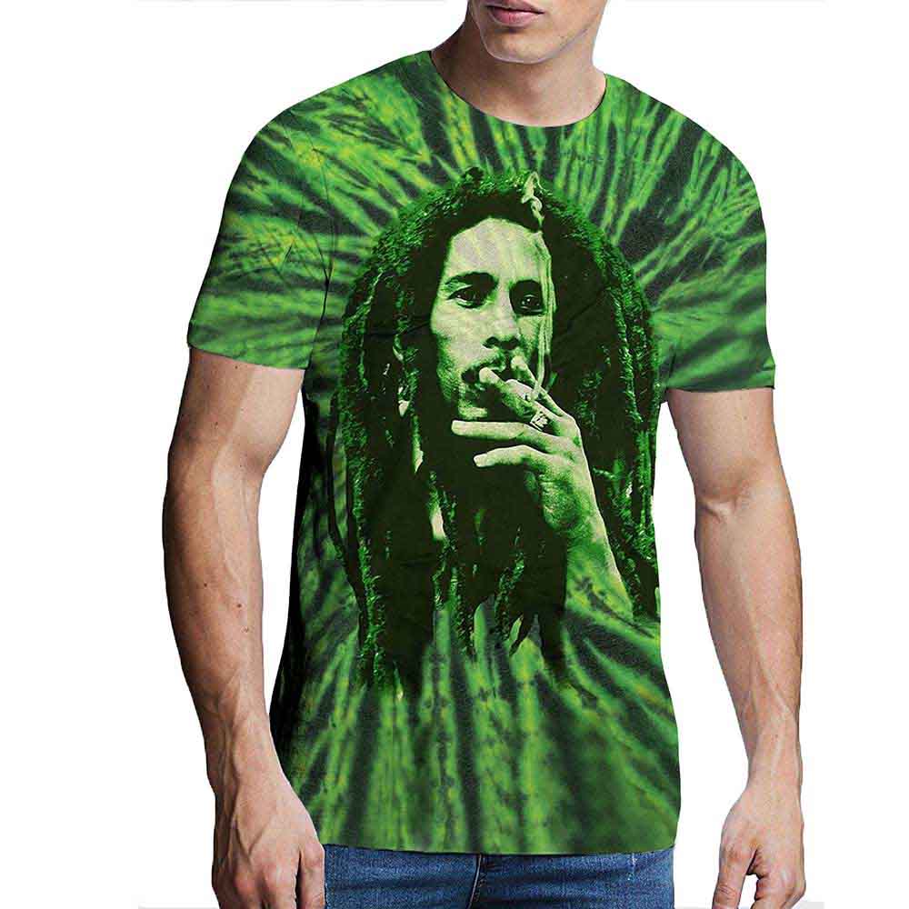 Tie-dye t-shirt featuring Bob Marley’s likeness, size X-Large.