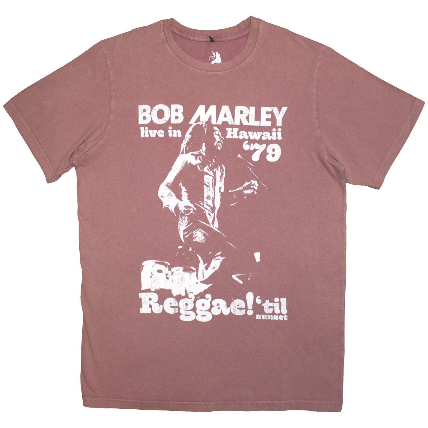 Stone-wash t-shirt featuring Bob Marley imagery with a Hawaiian theme, size X-Large.