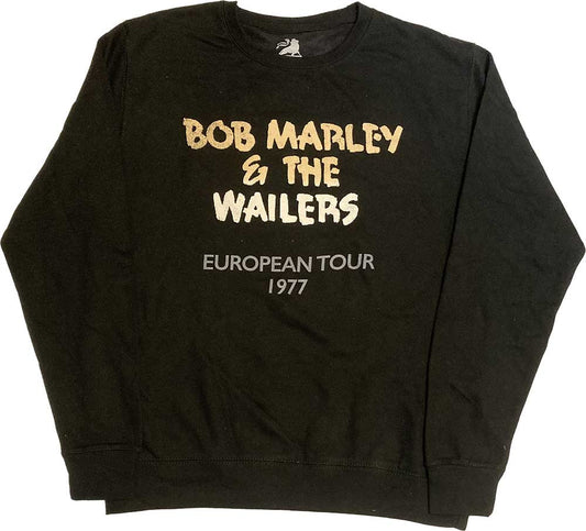 Sweatshirt featuring Bob Marley and Wailers tour imagery, size X-Large.