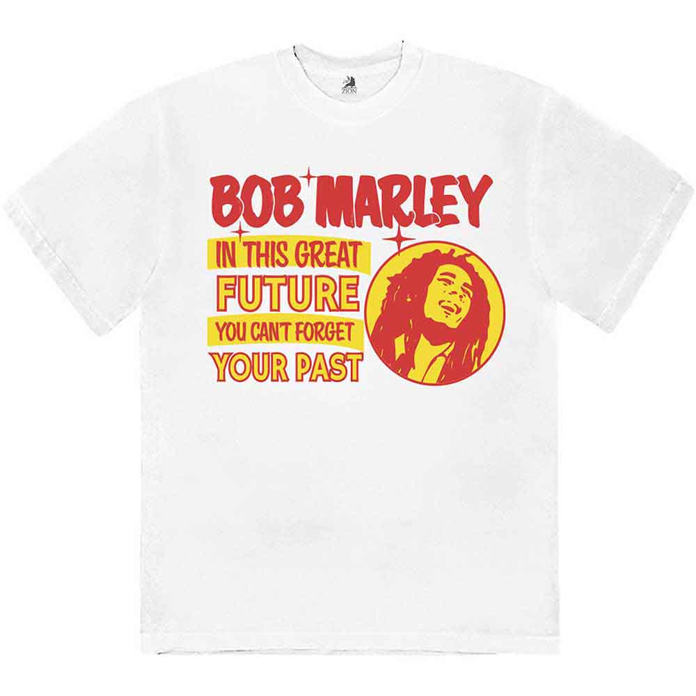 Black unisex t-shirt featuring a graphic print of Bob Marley and text.