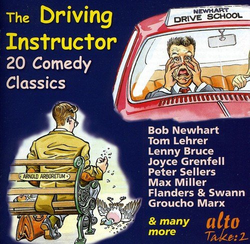 CD cover for "Driving Instructor" comedy album featuring cartoon illustration.