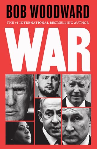 Book cover for "War" by Bob Woodward, featuring portraits of political figures.