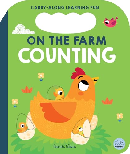 Children’s book cover with a hen, chicks, and colorful farm illustrations.