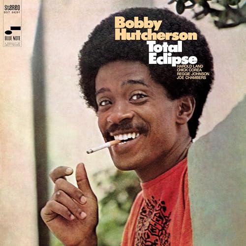 Album cover featuring Bobby Hutcherson with an afro, smiling with a cigarette.
