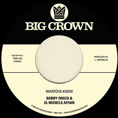 VinylBicolor vinyl record label for Whatcha Know by Bobby Oroza and El Michels Affair.