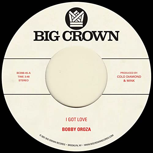 White vinyl record label with black text: "Big Crown" and "Bobby Oroza.