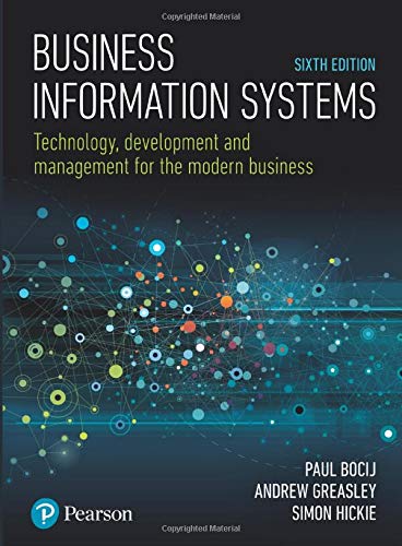 Textbook cover for Business Information Systems featuring a blue network graphic on black.