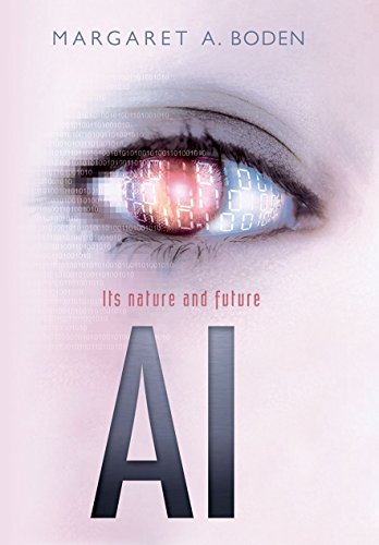 Book cover: an eye with digital code reflected in the pupil, title “AI”.
