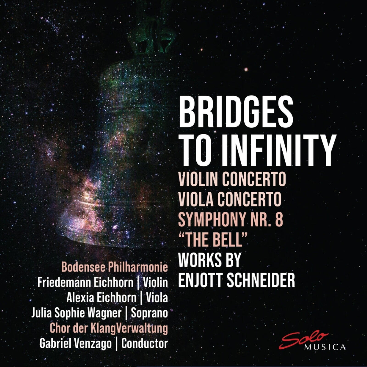 CD cover for "Bridges to Infinity" featuring a nebula and text.