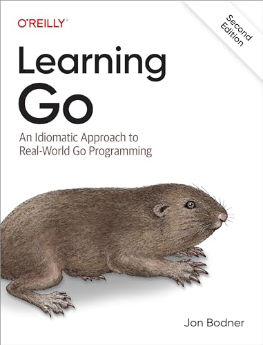 Book cover: "Learning Go" with a gopher illustration, second edition.