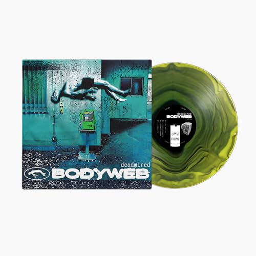 Green vinyl record of Bodyweb's "Deadwired" album with ripple effect pattern.