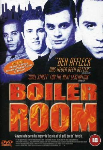 DVD cover for Boiler Room featuring four men's faces above the large orange title.