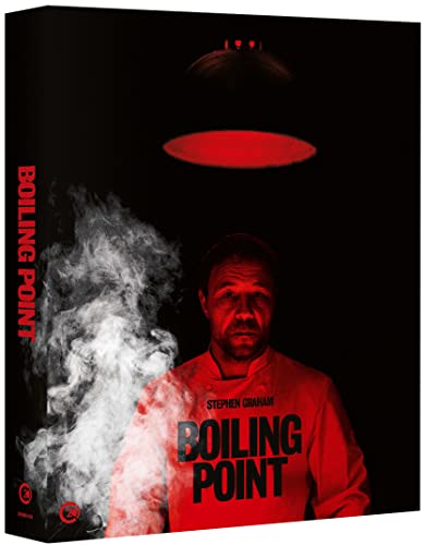 Blu-ray cover for "Boiling Point" featuring a chef with steam and red lighting.