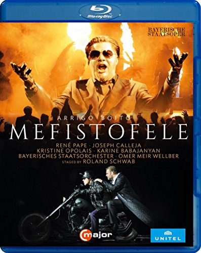 Blu-ray cover for Boito's Mefistofele featuring a man in sunglasses and a motorcycle scene.