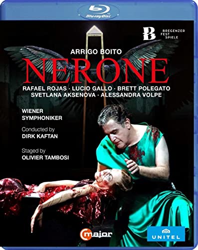 Blu-ray cover for Boito's Nerone featuring a man in green over a fallen woman.